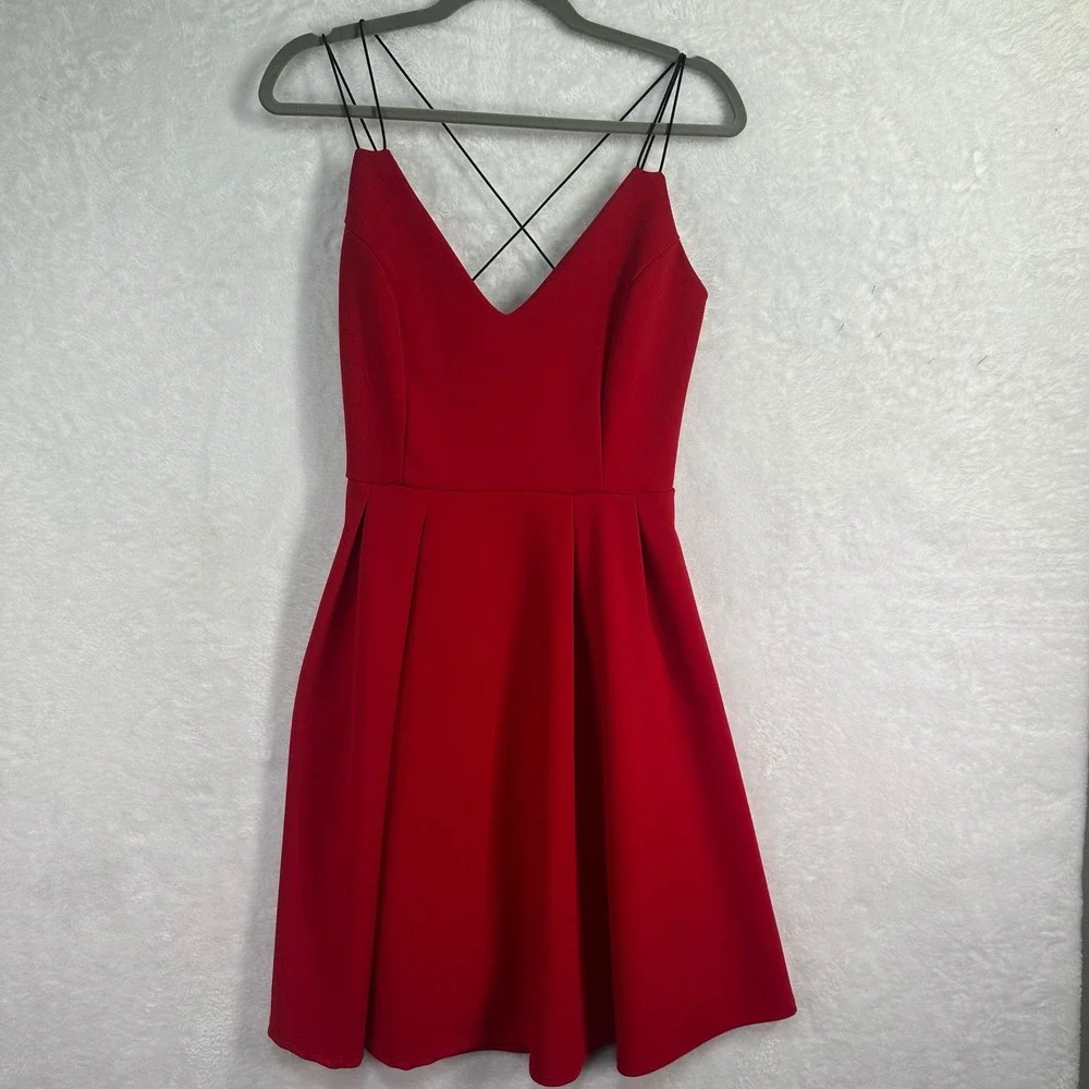 Blue Leopard Dress Women 3X Red Strappy V-Neck Fit & Flare Mini